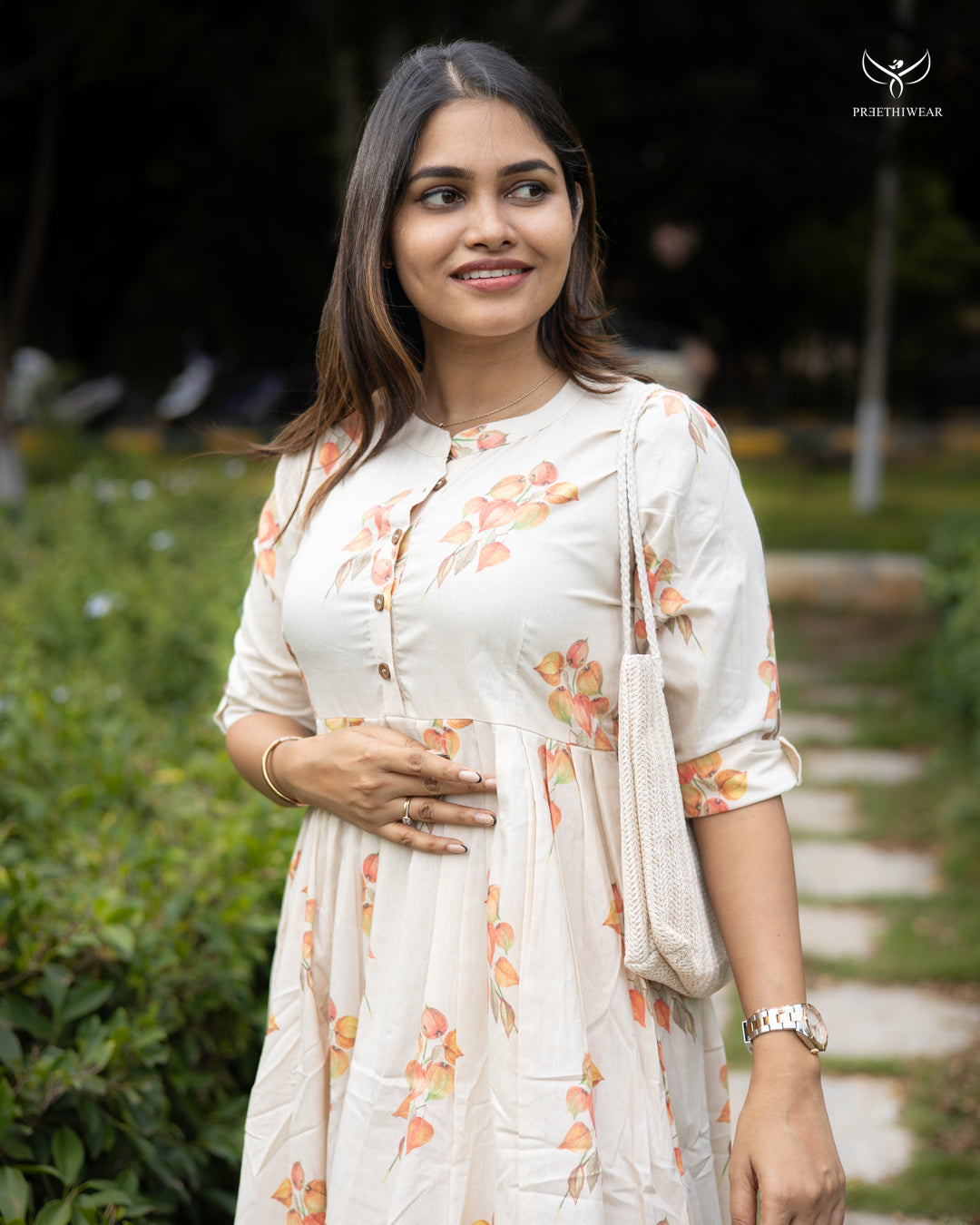 Deepi Maternity Dress with center Button