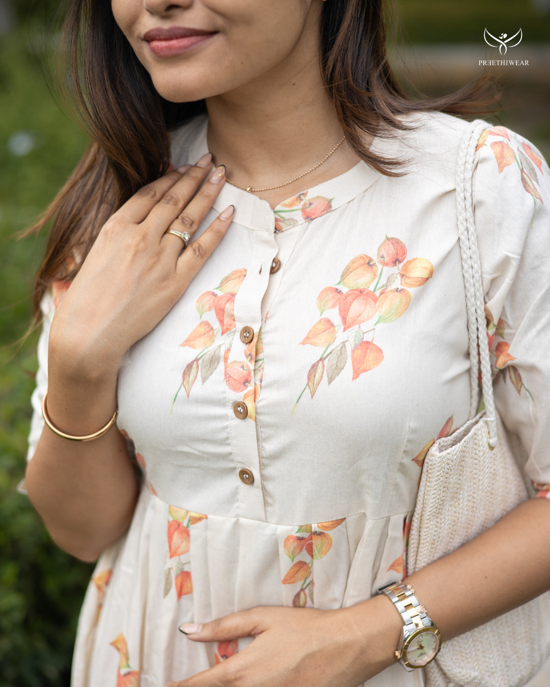 Deepi Maternity Dress with center Button