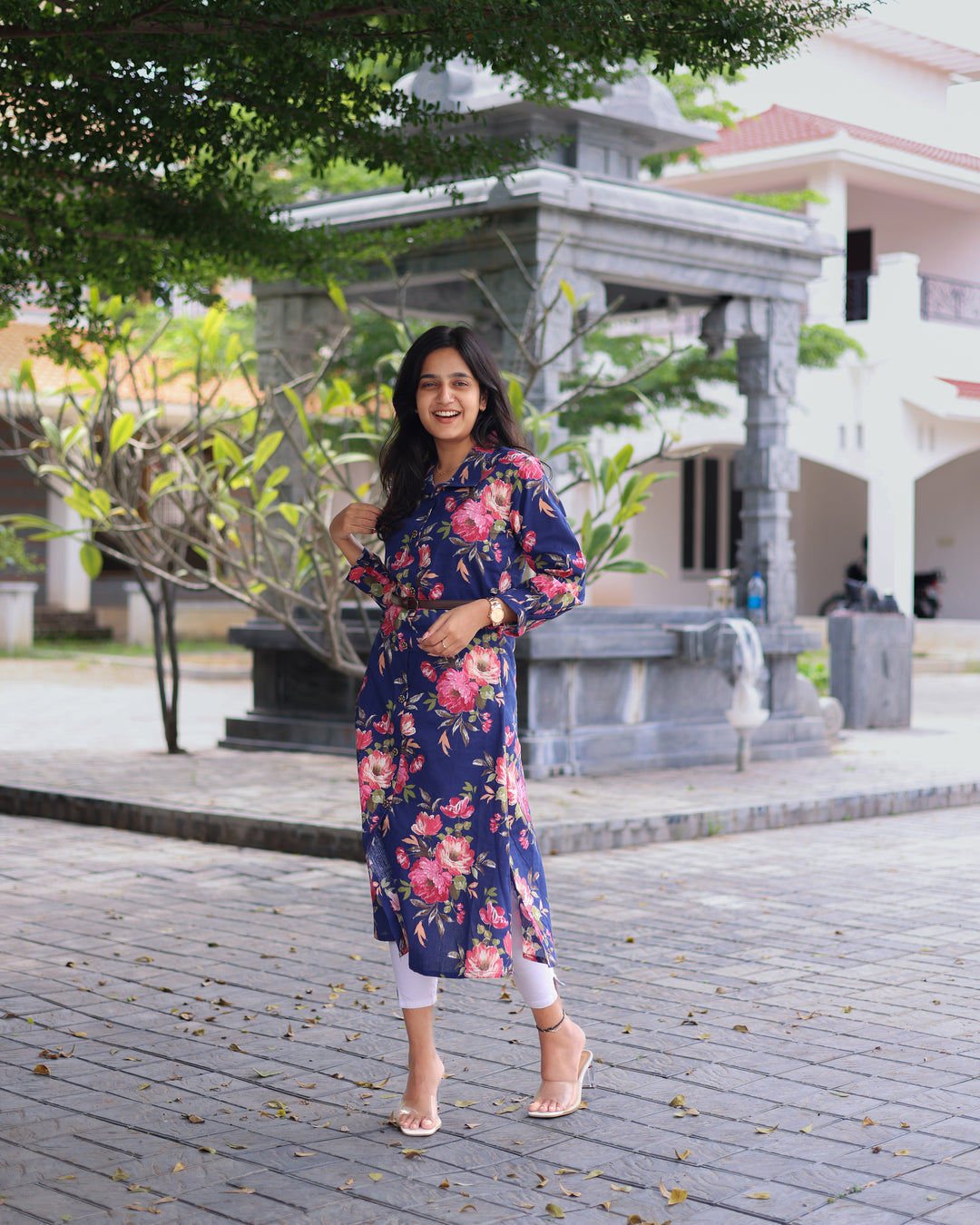 NavyBlue Leather Belt Kurthi