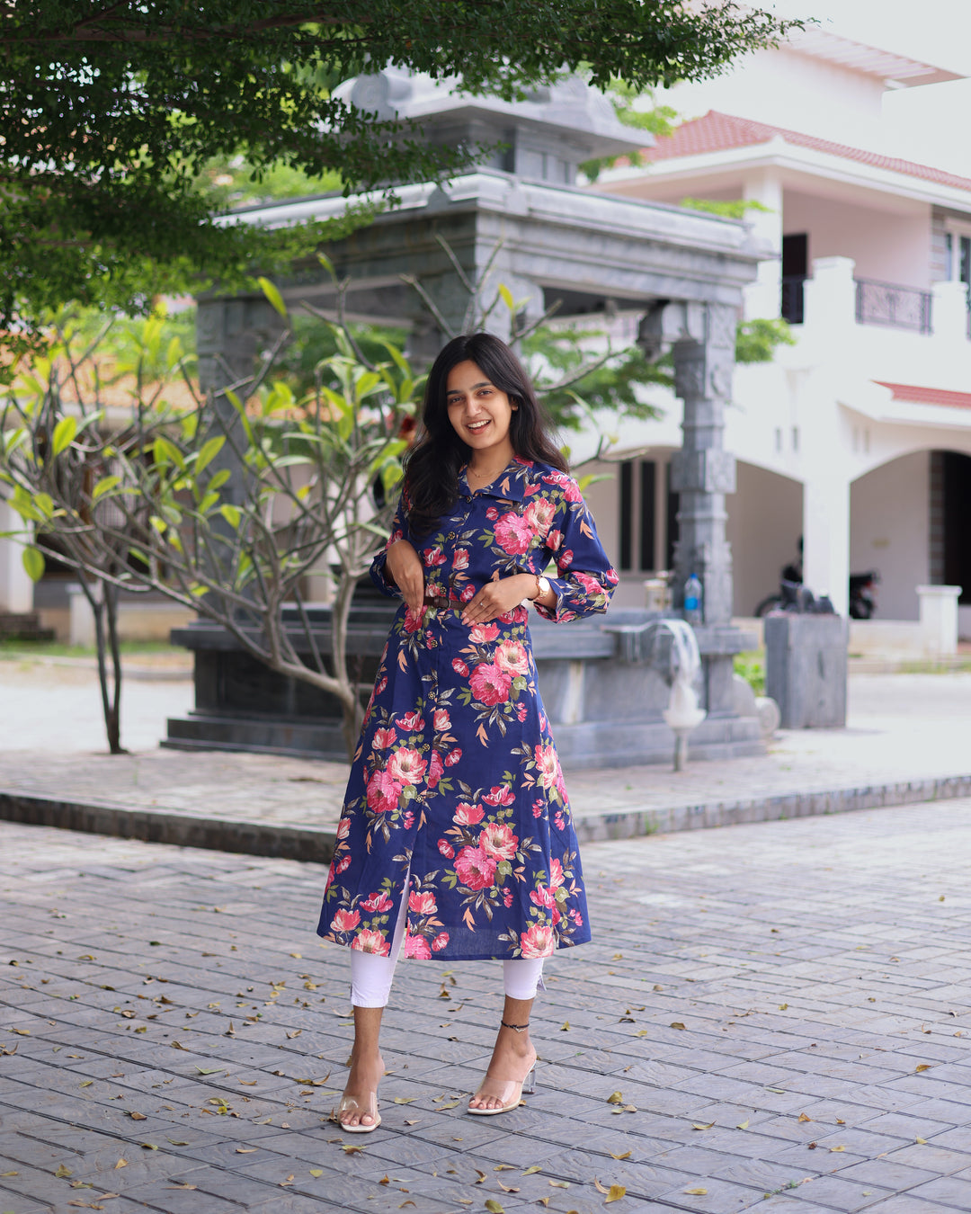 NavyBlue Leather Belt Kurthi