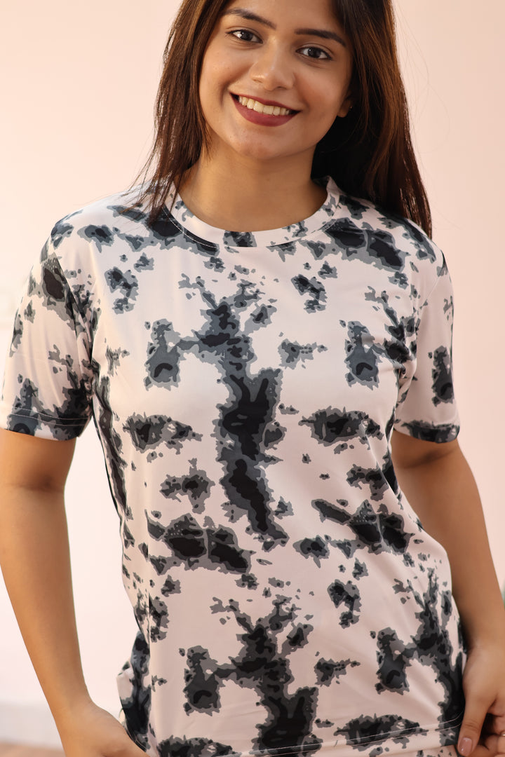 Black Tie Dye PolyCotton Shorts Loungewear