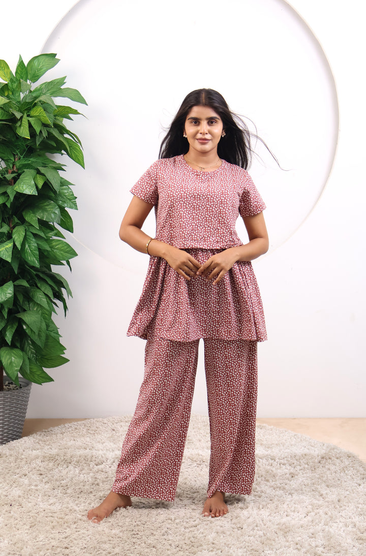 Parvathi Maternity Peplum Top and Plazzo Set