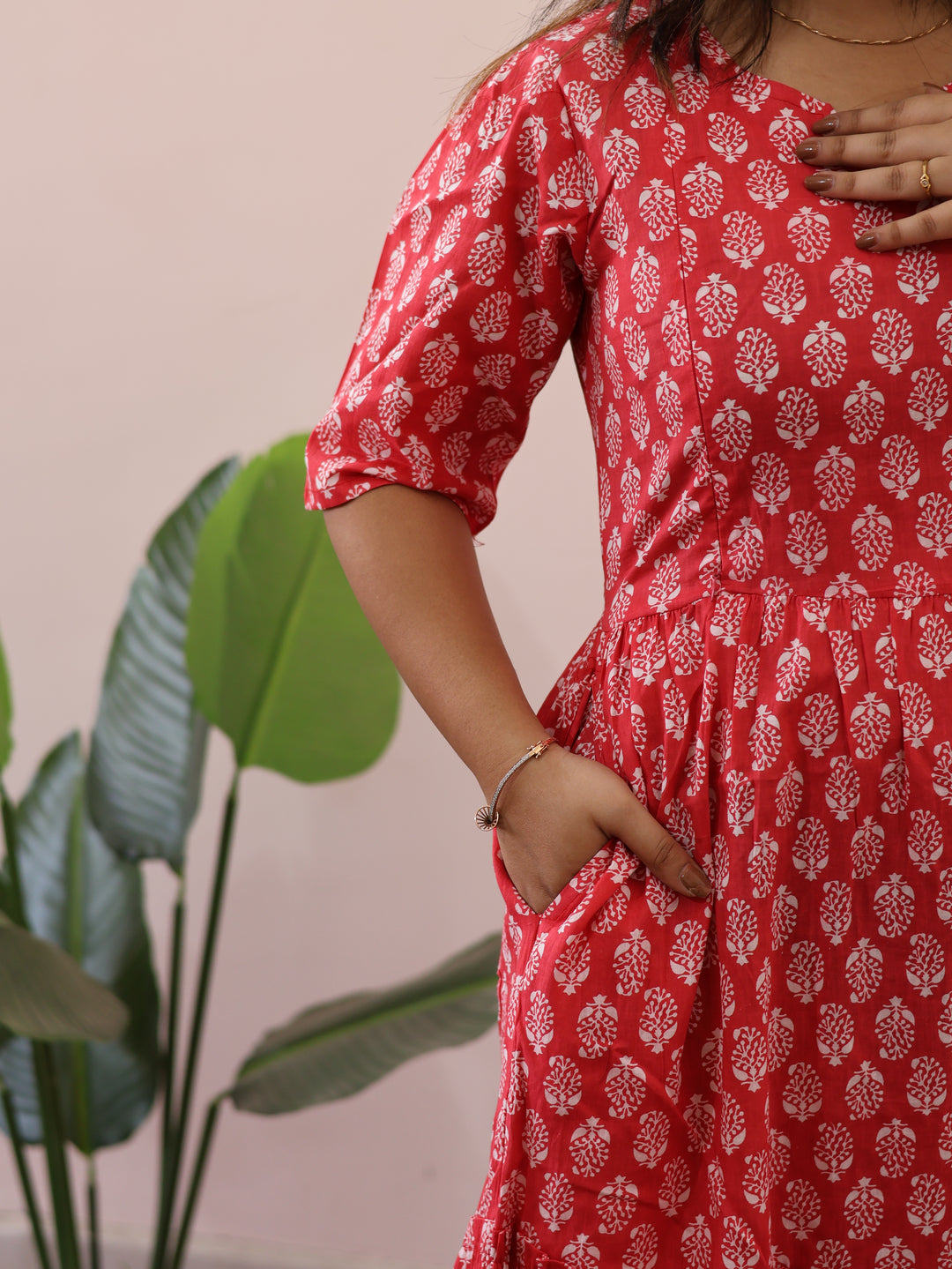 Rose Maternity Cotton Kurthi With Double Flare