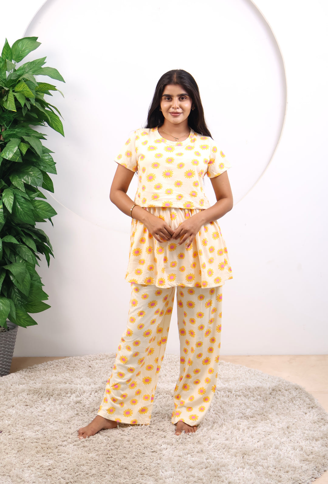 Midhuna Maternity Peplum Top and Plazzo Set