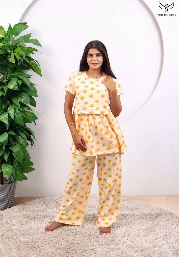 Midhuna Maternity Peplum Top and Plazzo Set