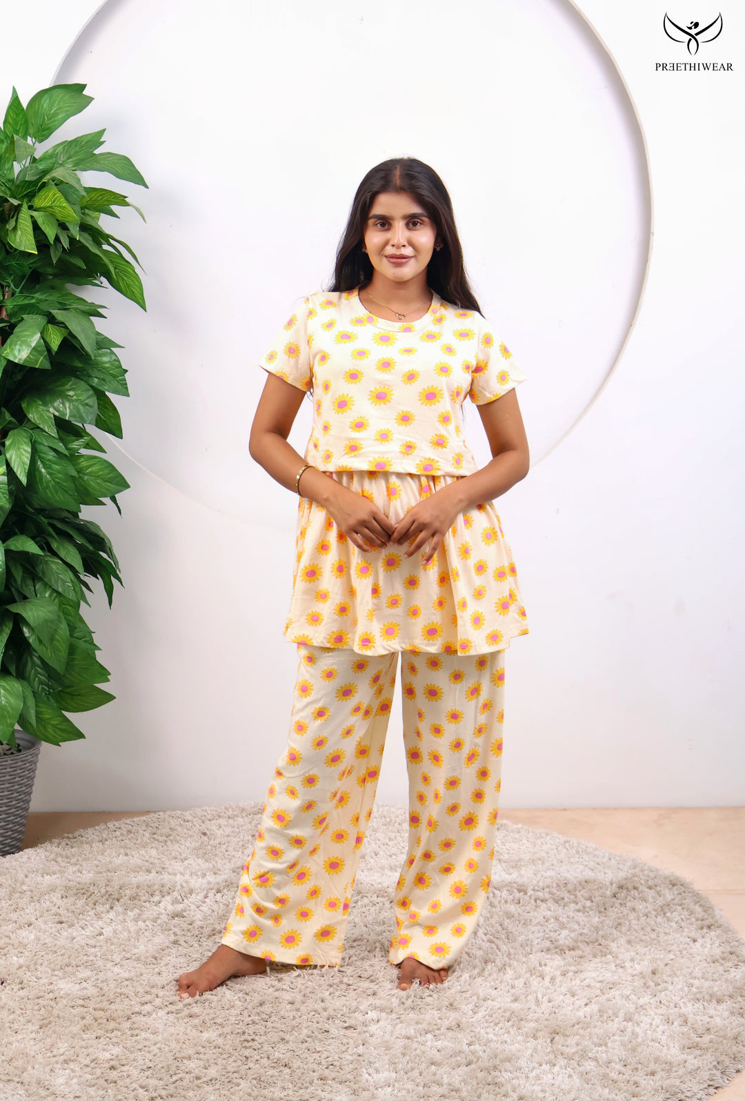 Midhuna Maternity Peplum Top and Plazzo Set