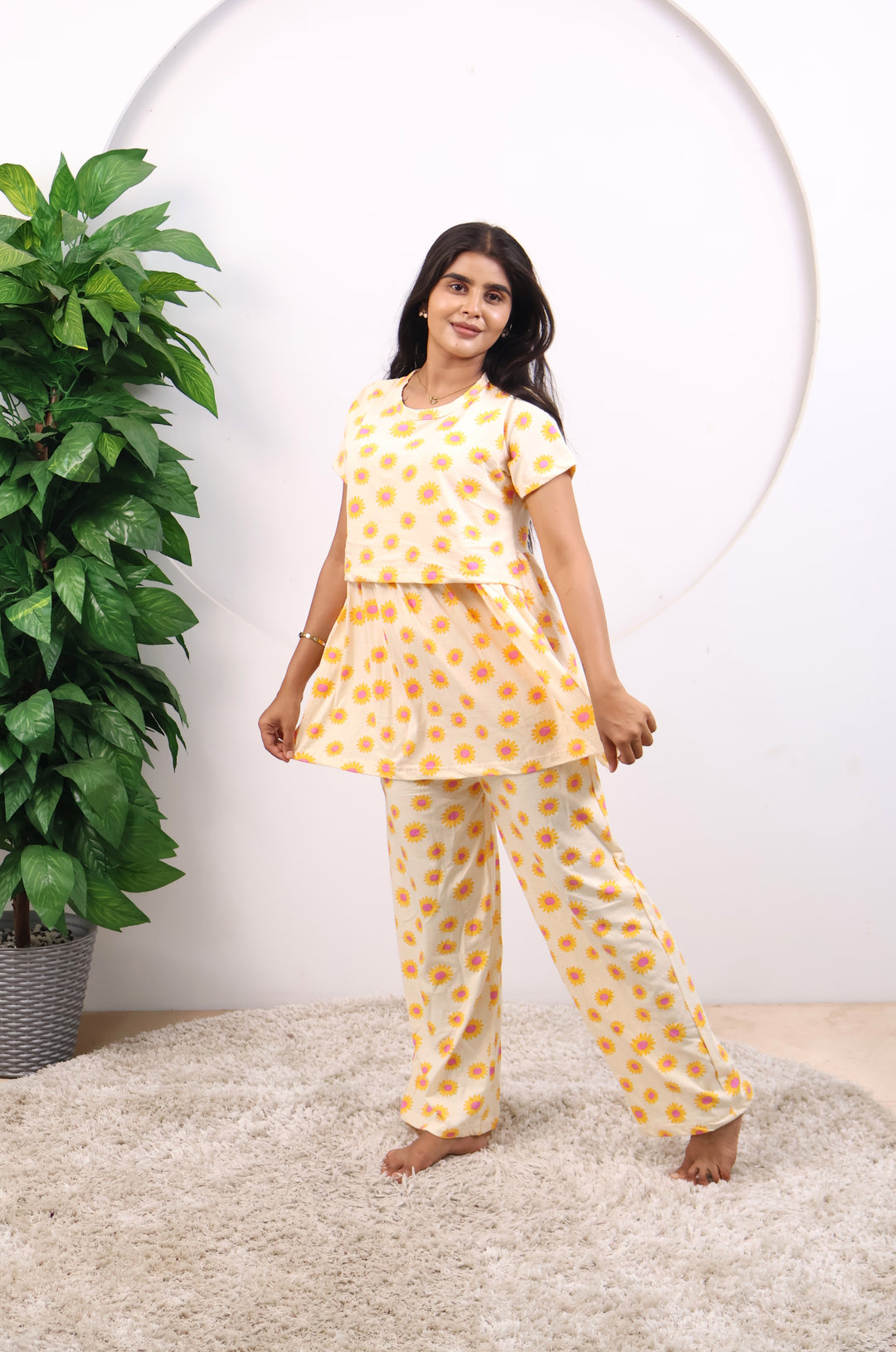 Midhuna Maternity Peplum Top and Plazzo Set