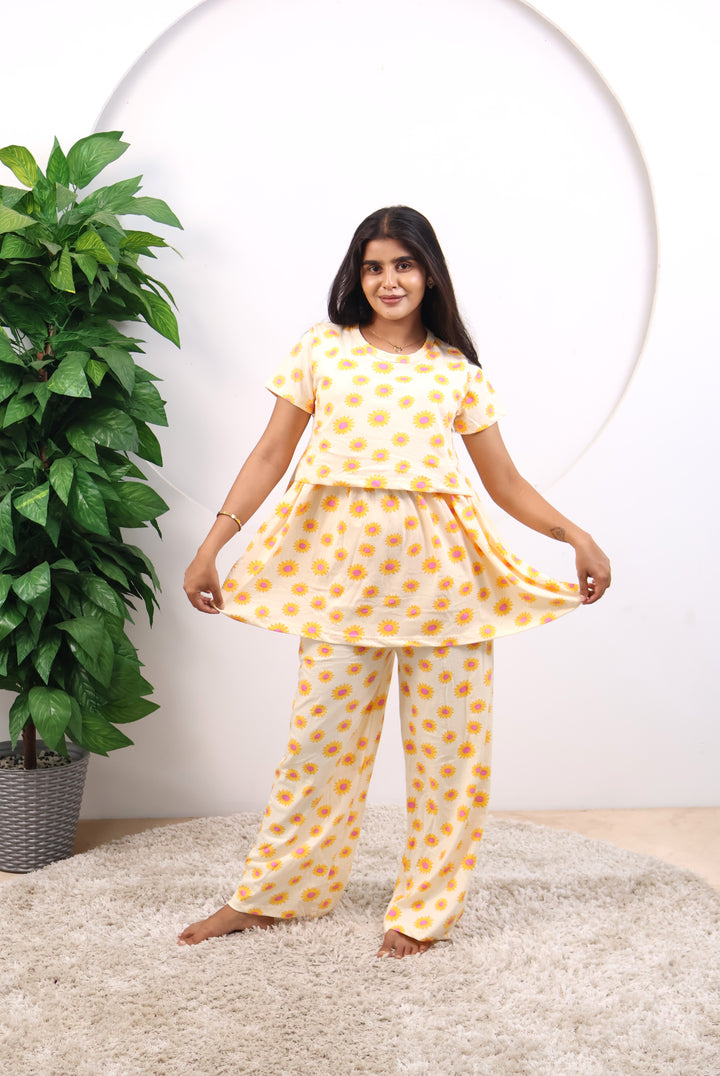 Midhuna Maternity Peplum Top and Plazzo Set