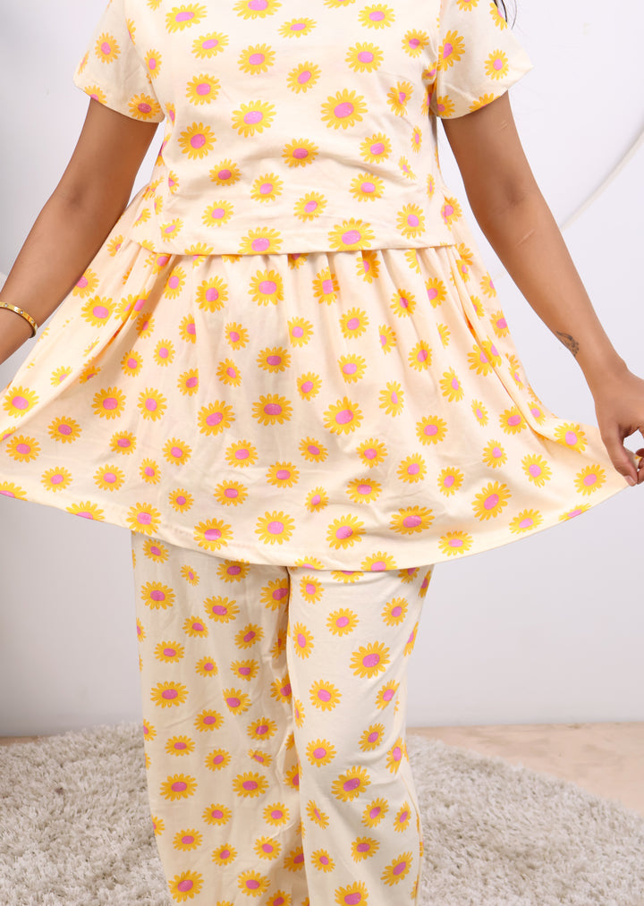 Midhuna Maternity Peplum Top and Plazzo Set