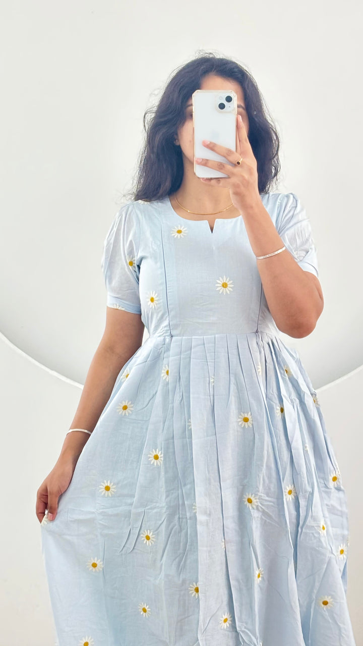 Blue Daisy Maternity Dress