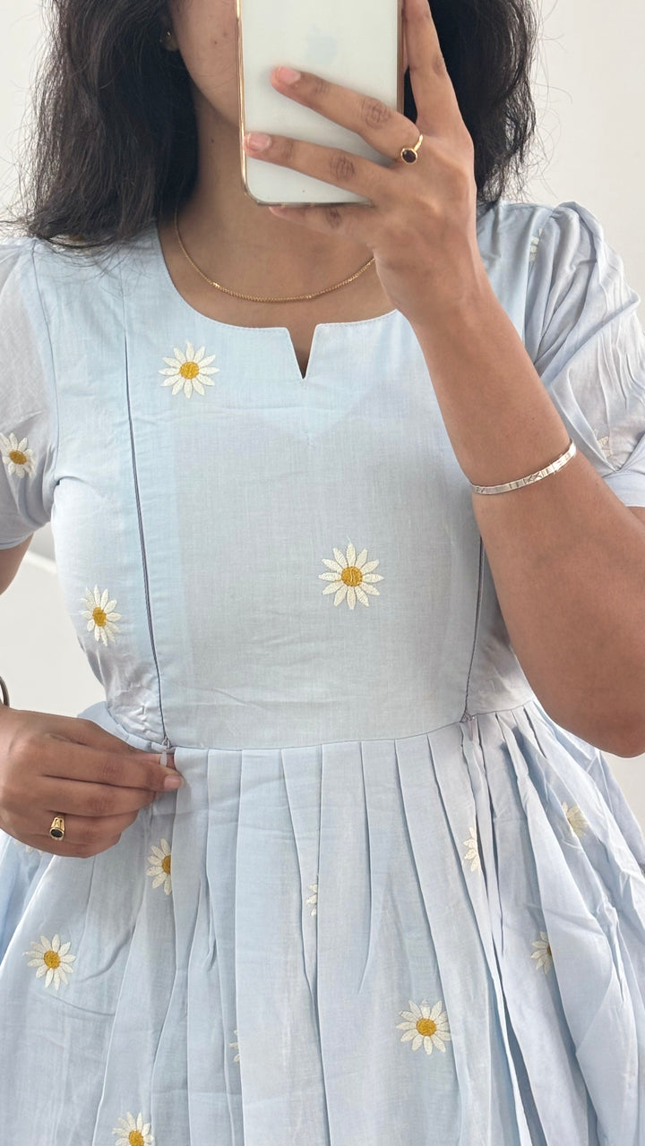 Blue Daisy Maternity Dress