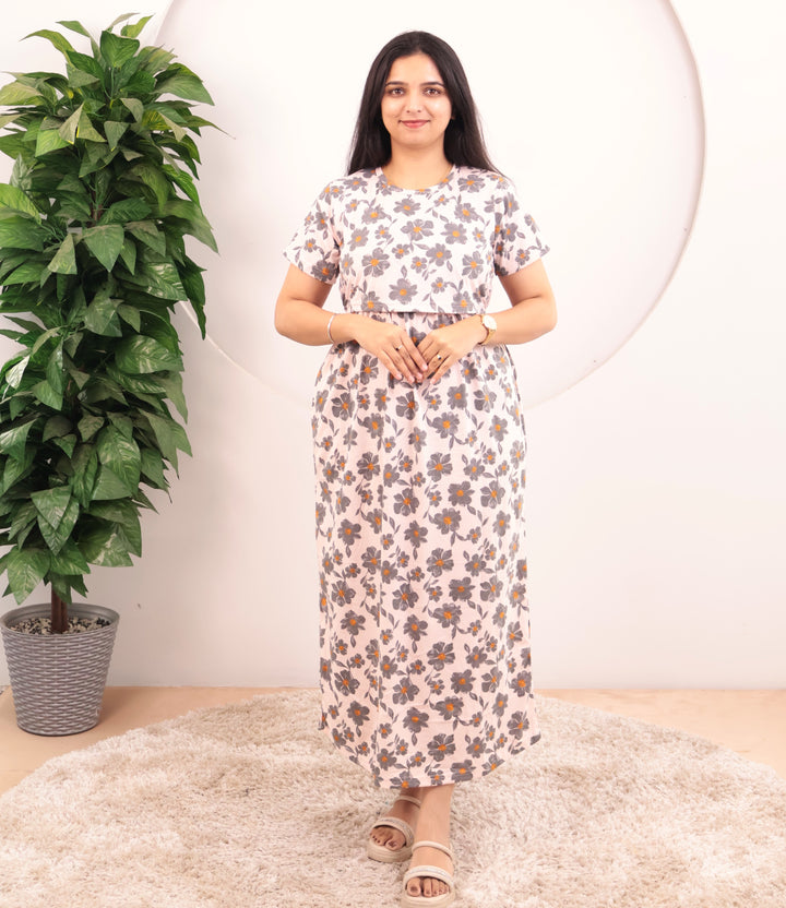 Azhara Lightweight Soft Cotton Full Length Maternity Loungewear