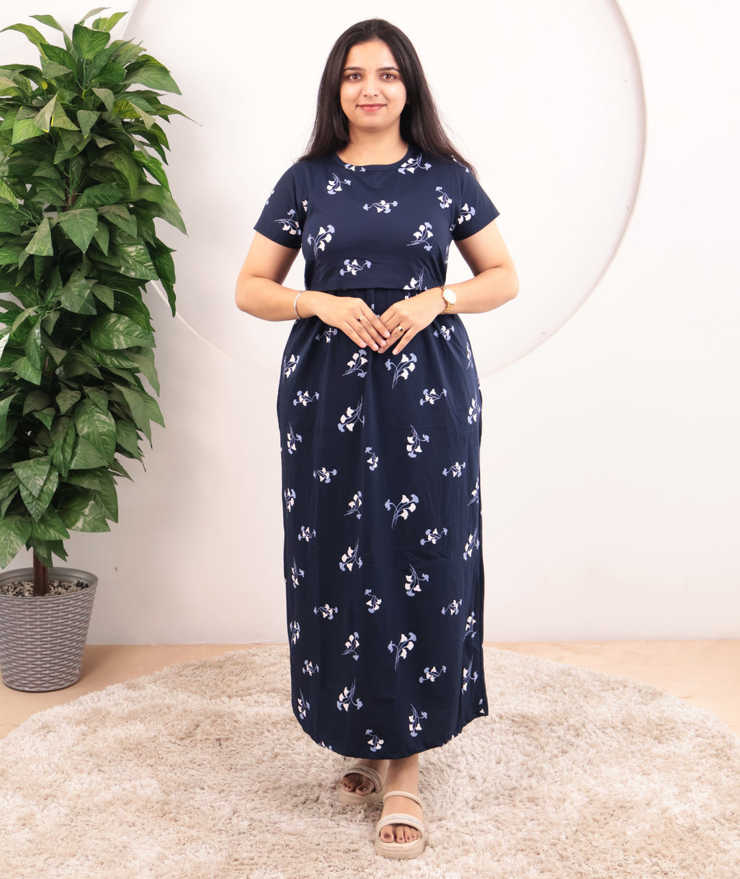 Dhaksha Lightweight Soft Cotton Full Length Maternity Loungewear