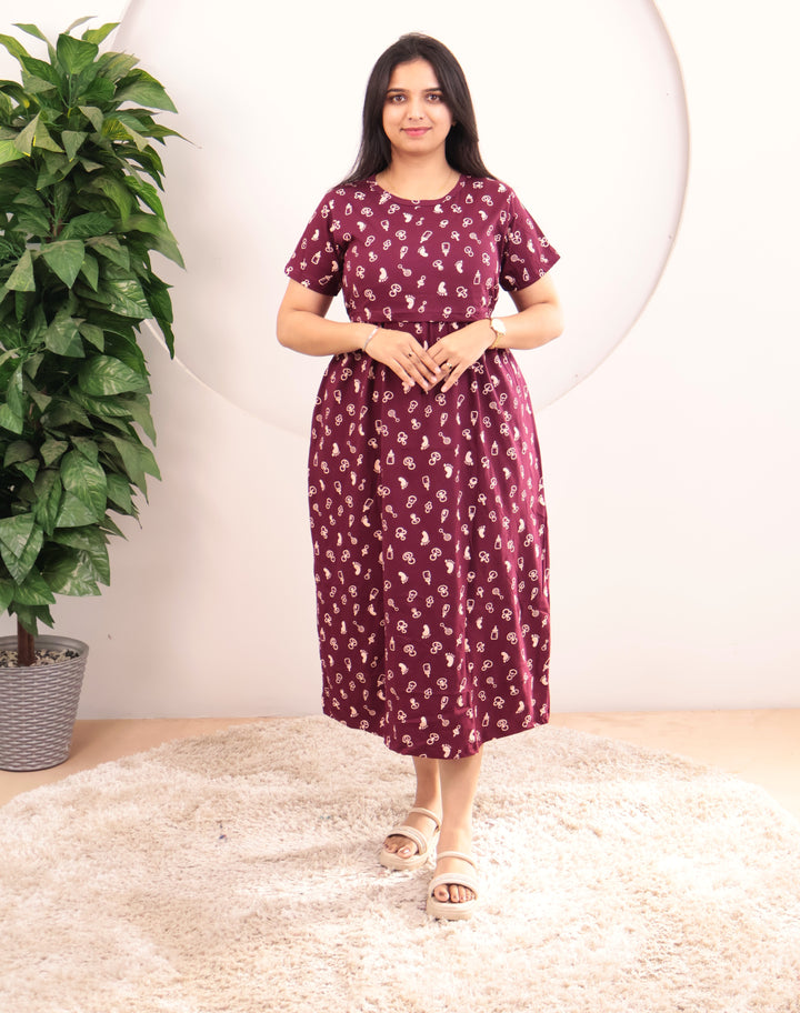 Hinata1 Thick Soft Cotton Full Length Maternity Loungewear