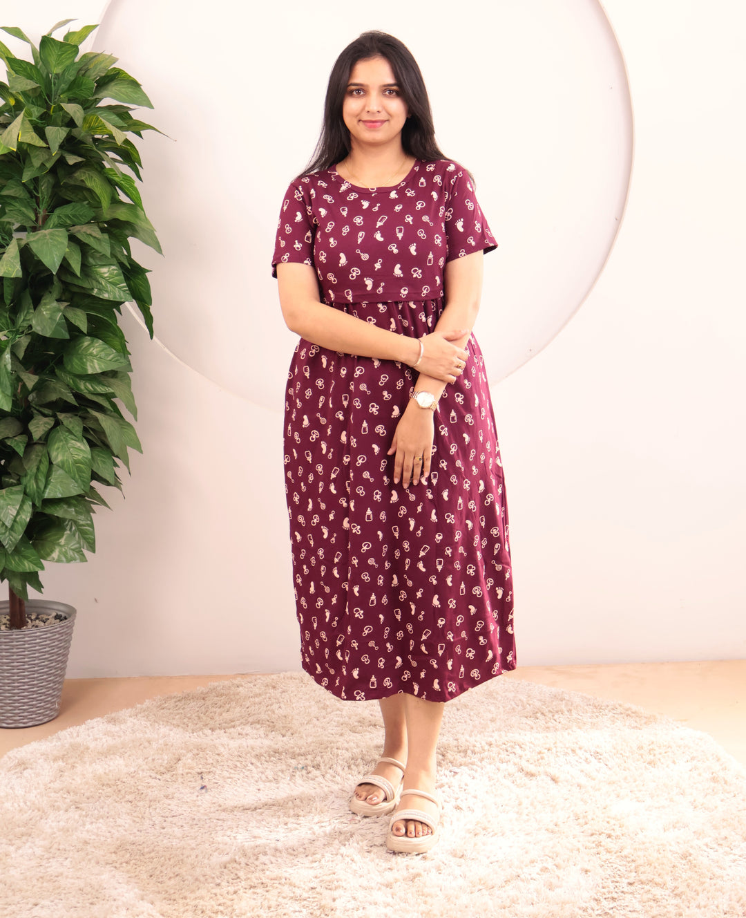 Hinata1 Thick Soft Cotton Full Length Maternity Loungewear