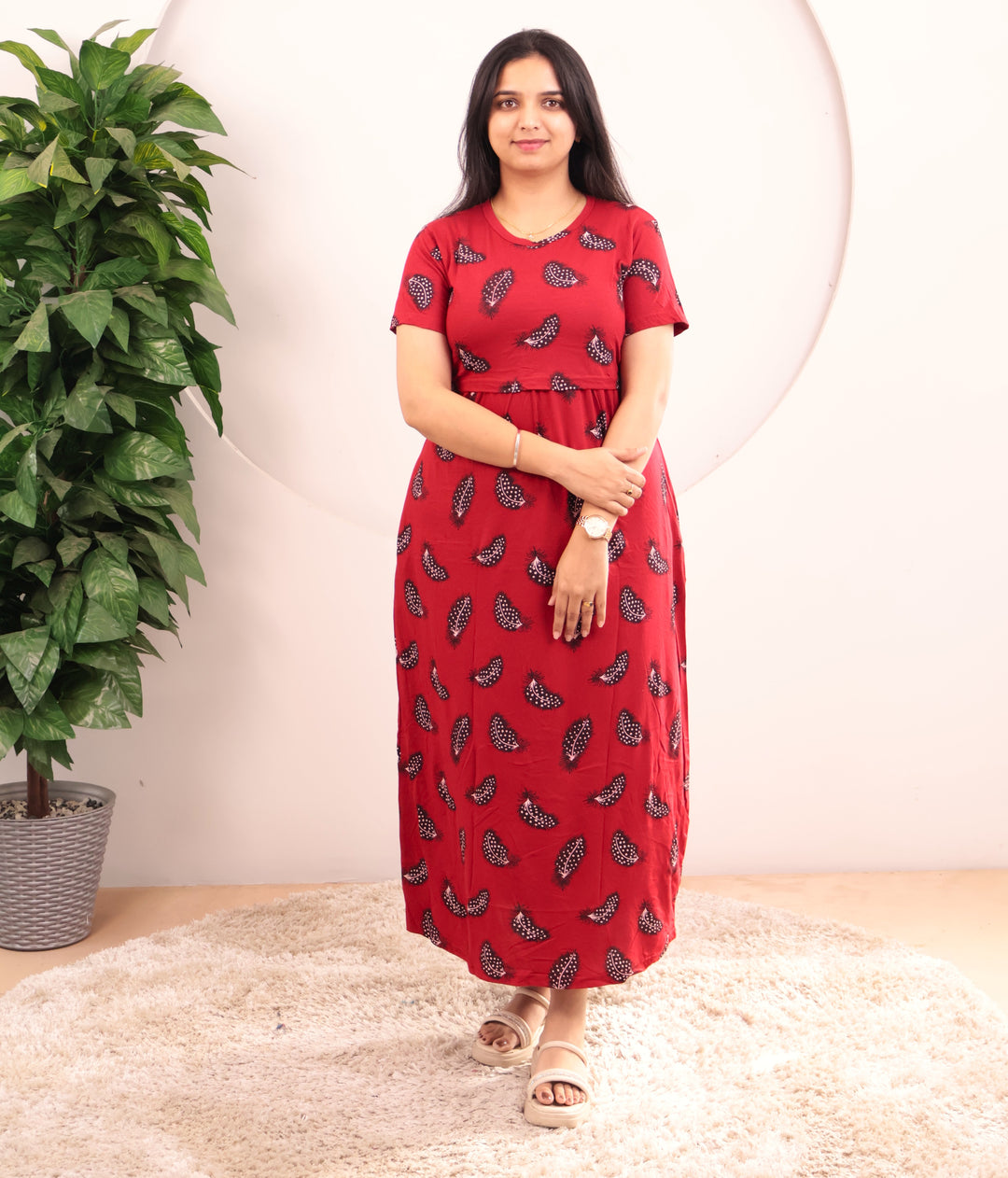 Winshika Lightweight Soft Cotton Full Length Maternity Loungewear