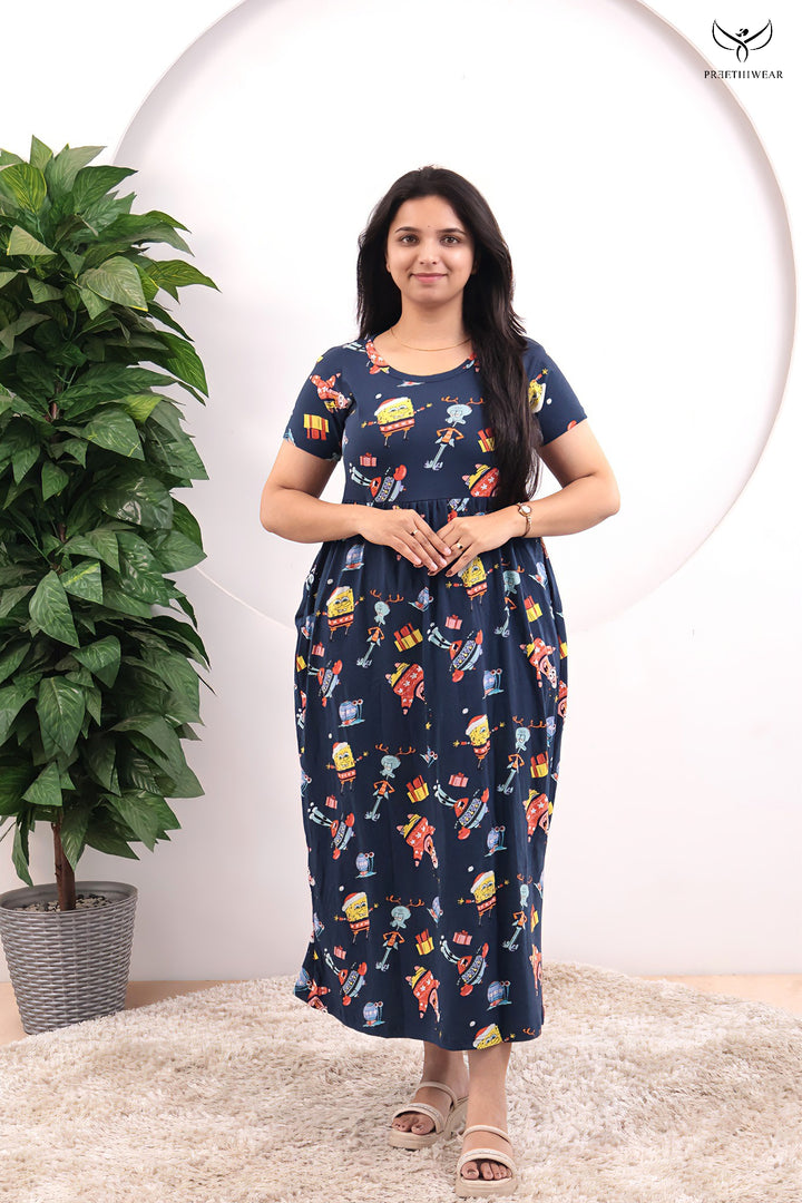 Eshna SoftCotton Full Length  Maxi Loungewear