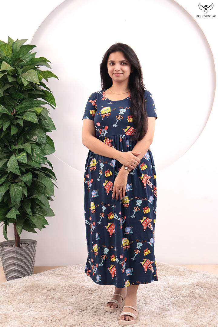 Eshna SoftCotton Full Length  Maxi Loungewear