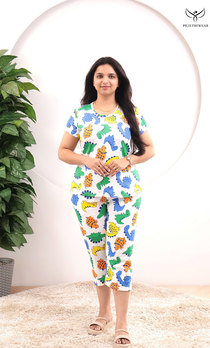 Sanvi SoftCotton Lounge Wear 3/4 Pant