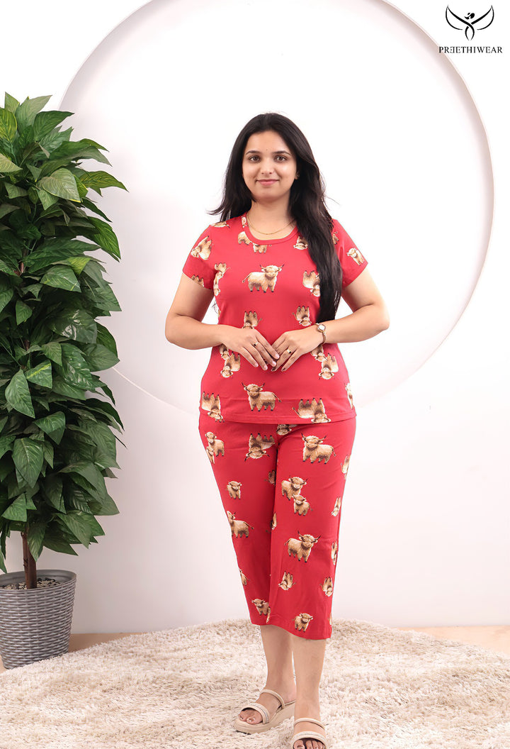 Aarvi SoftCotton Lounge Wear 3/4 Pant