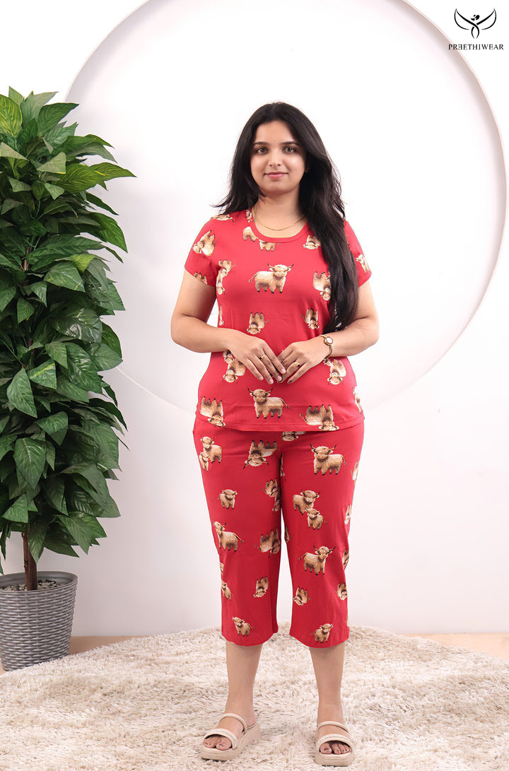Aarvi SoftCotton Lounge Wear 3/4 Pant