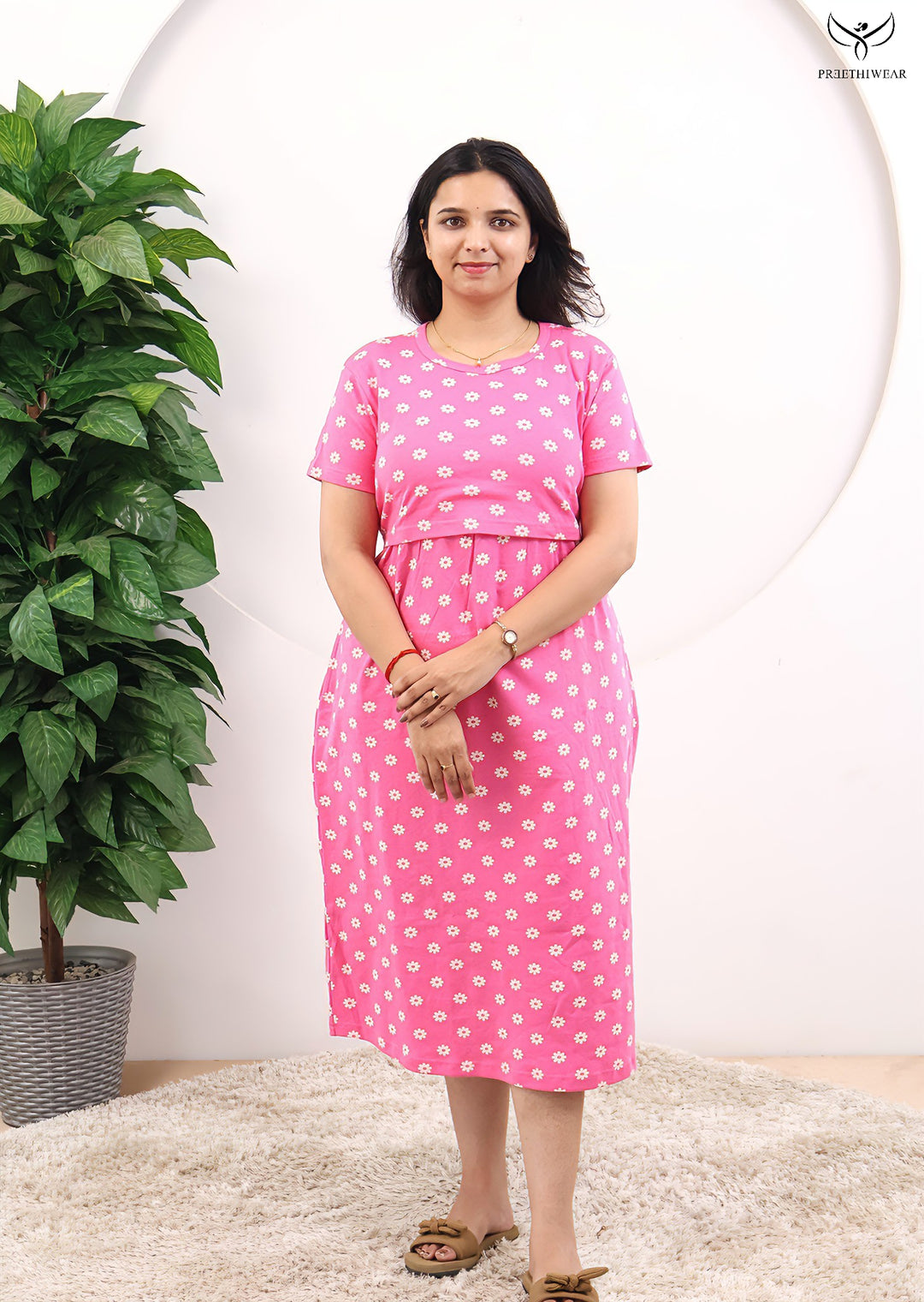 Yami1  SoftCotton Calf Length Maternity Loungewear