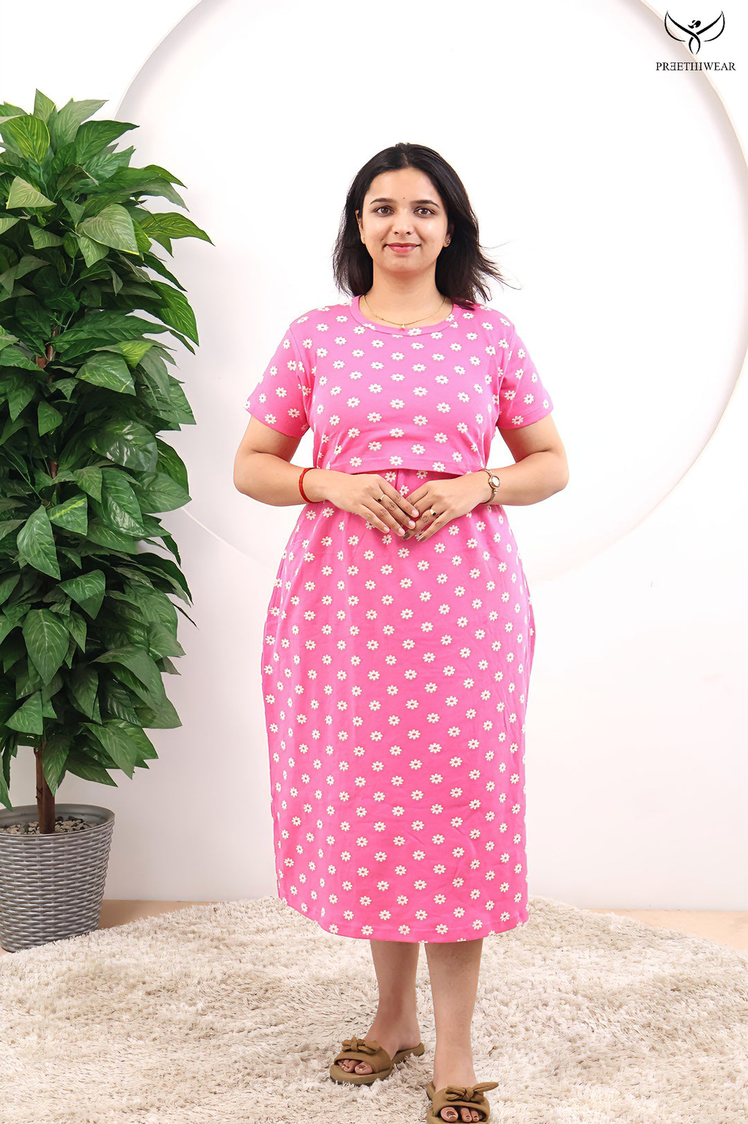 Yami1  SoftCotton Calf Length Maternity Loungewear