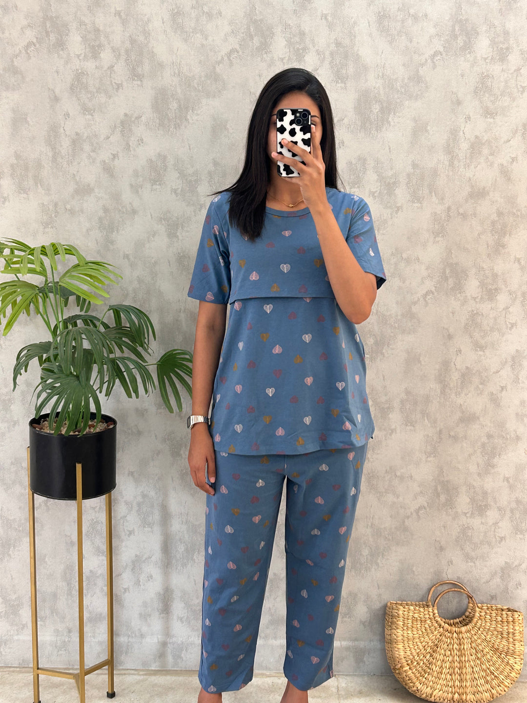 Heera1 Thick SoftCotton Maternity Top Pant Set