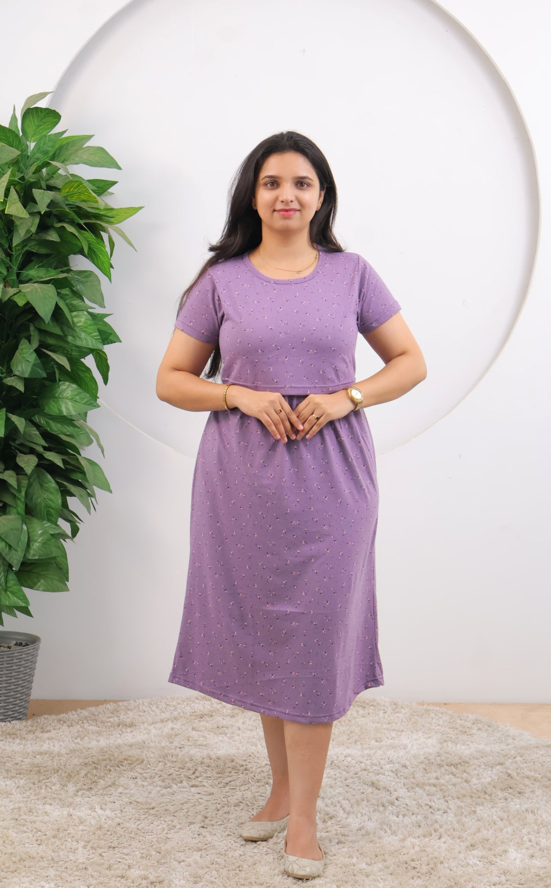Dhivya1 SoftCotton Calf Length Maternity Loungewear