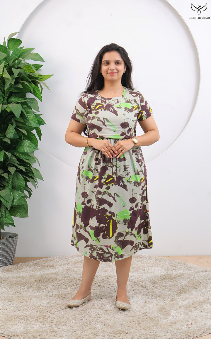 Amila SoftCotton Calf Length Maternity Loungewear