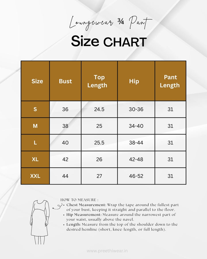 Vedya1 SoftCotton Lounge Wear 3/4 Pant