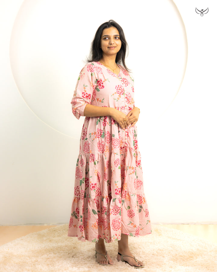 Mini 3layer with button kurthi