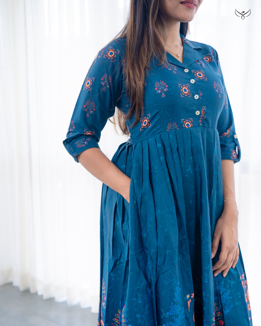 Hirisha Maternity Dress with center Button