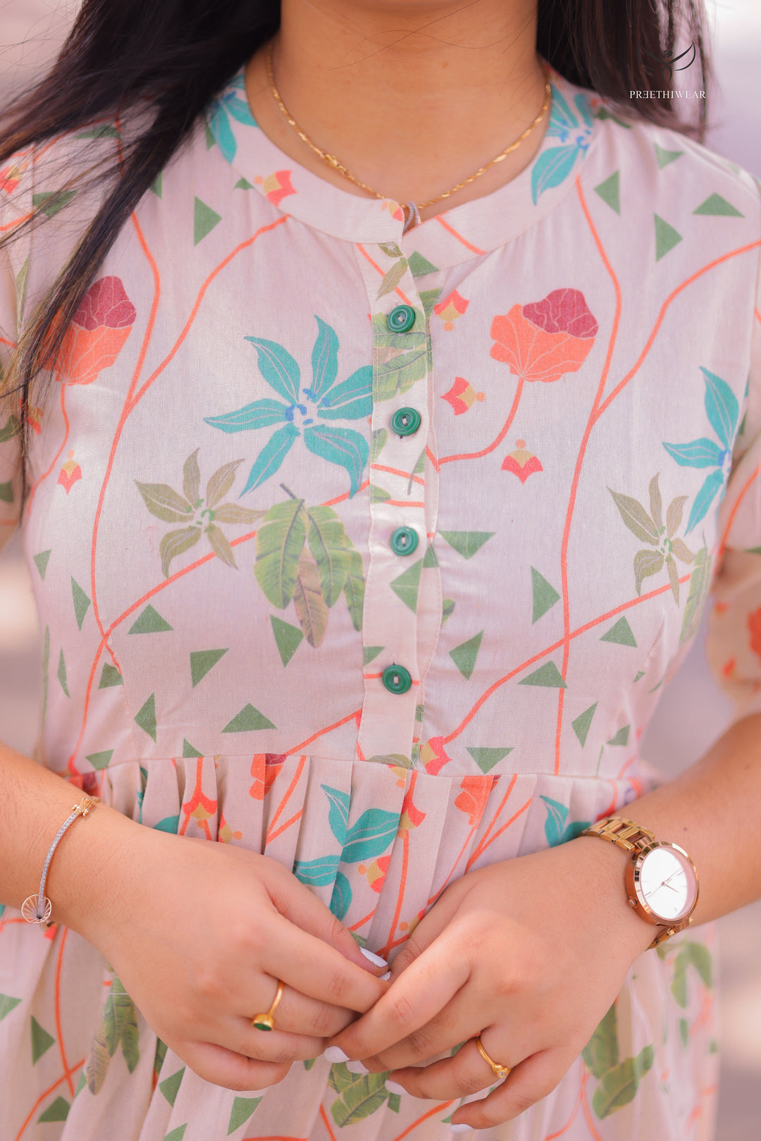 Jayashree Maternity Dress with center Button