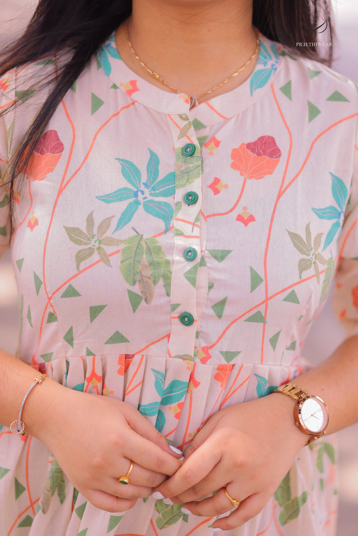 Jayashree Maternity Dress with center Button