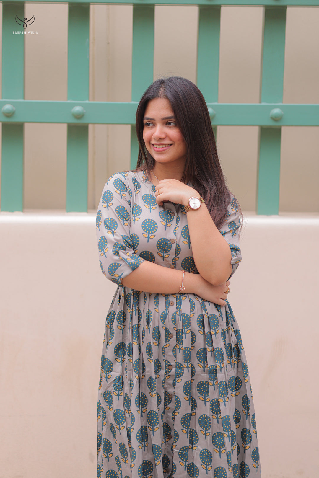 Sujata  Maternity Dress with center Button