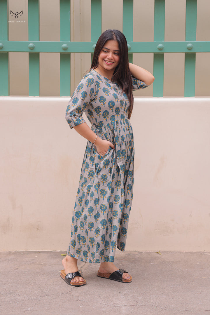 Sujata  Maternity Dress with center Button
