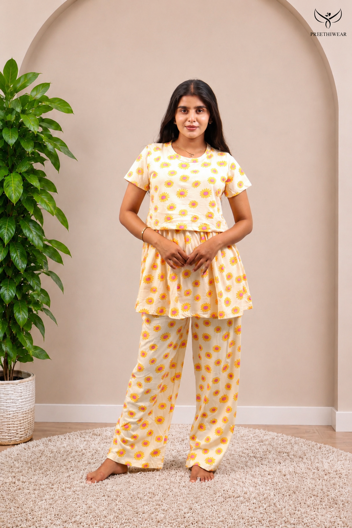Midhuna Maternity Peplum Top and Plazzo Set