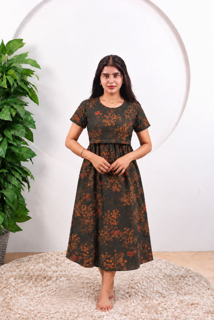Mounica1 SoftCotton Calf Length Maternity Loungewear
