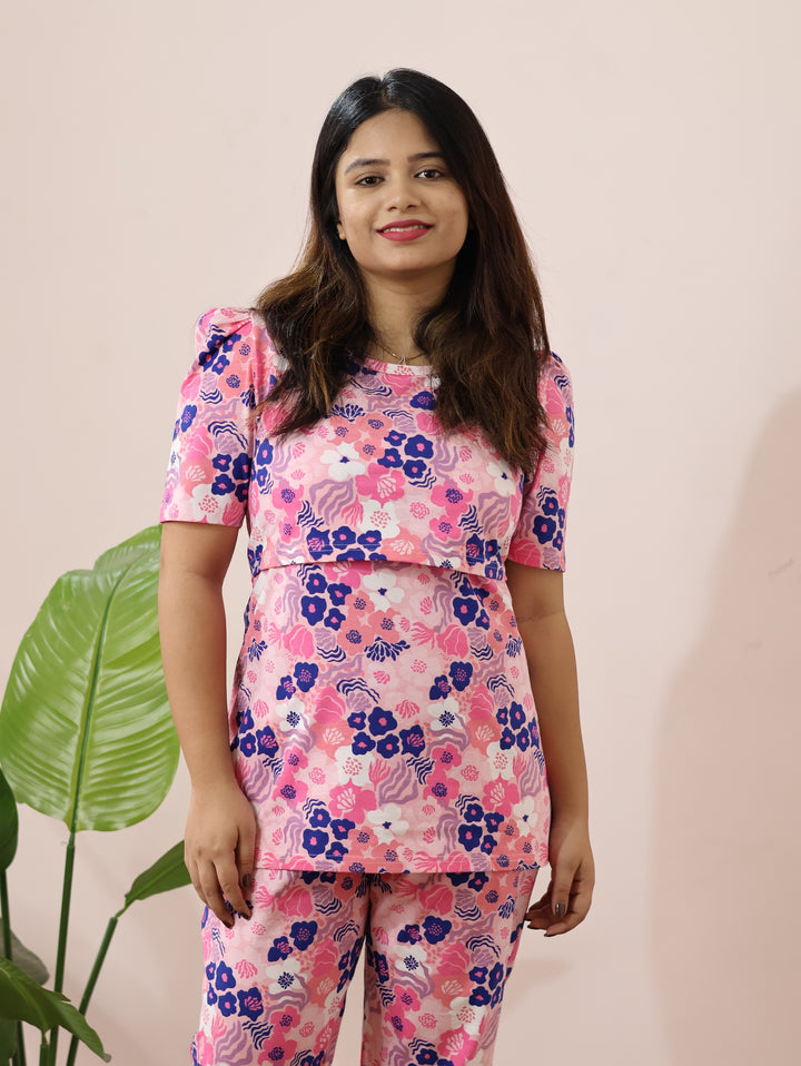 Saul Cotton  Maternity Top Pant Set