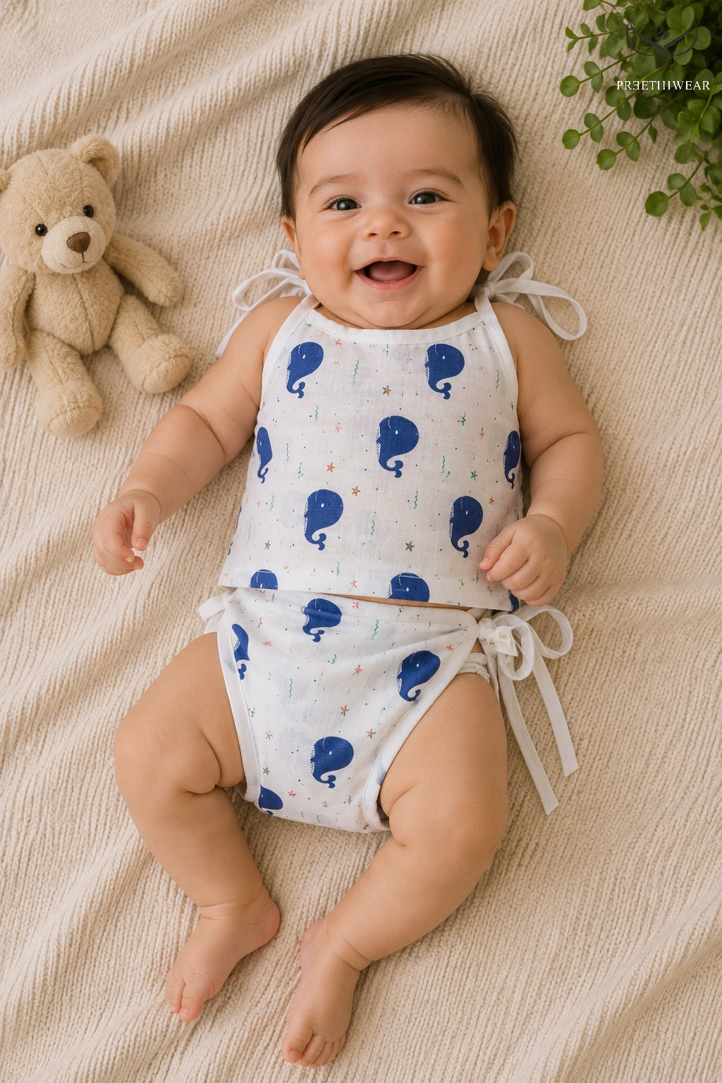 Whales unisex knot jabla and nappie