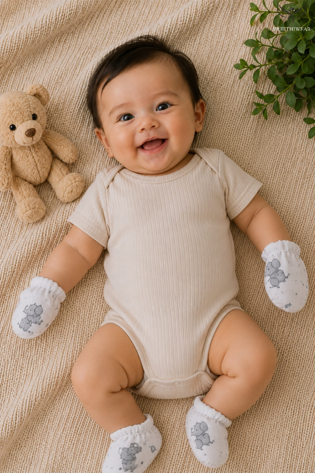 Elephant Unisex Mittens and Booties Combo