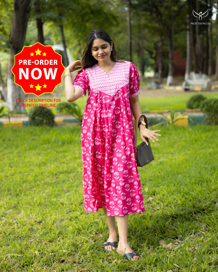 Silviya Maternity Dress with Center Zip  (PREORDER-JULY16)