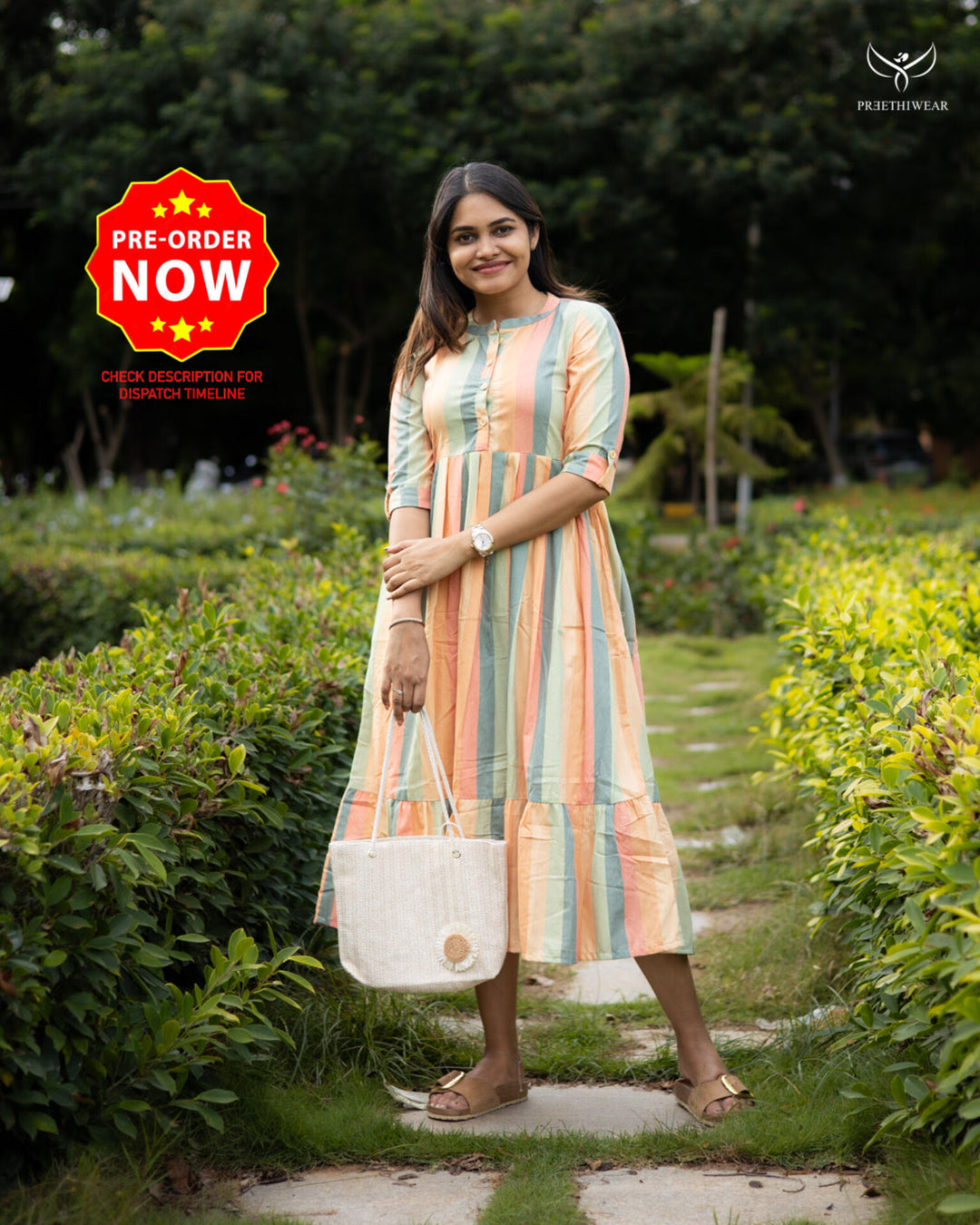 Viju Maternity Dress with center Button
