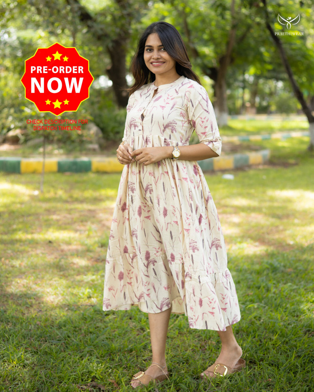 Satya1 Maternity Dress with center Button