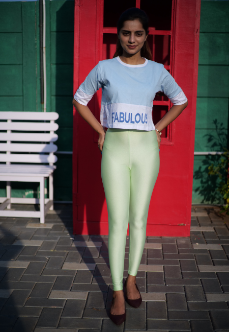Pistagreen Shimmer Ankle  Leggings