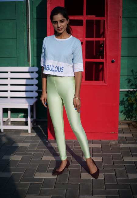 Pistagreen Shimmer Ankle  Leggings