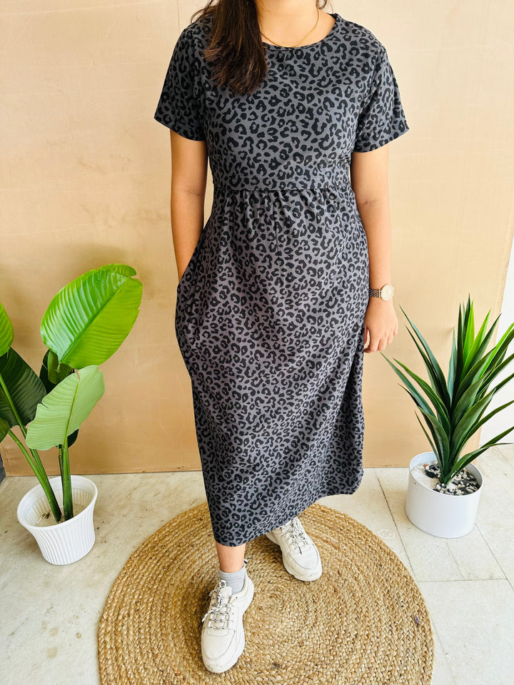 Leopard1 Soft Cotton Full Length Maternity Loungewear